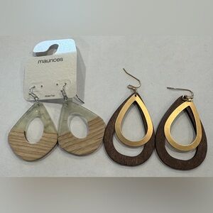 Maurices Gold and Brown Teardrop Earrings